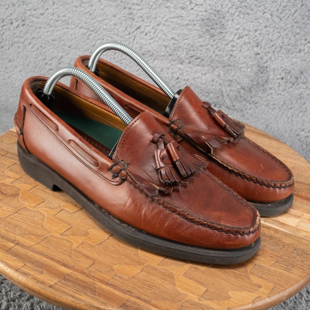 Sebago Handsewn in USA Brown Leather Loafers Shoes Kiltie Tassel Size 9 B
